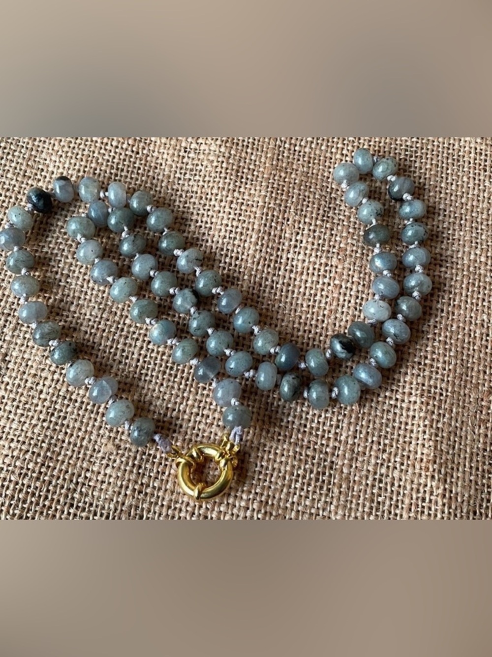 Labradorite Stone Necklace Knotted Amazing In Style   luxury stunning Long